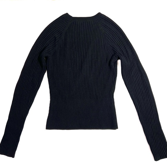 Frame Denim Twisted Keyhole Wool Blend Sweater Black - Picture 5 of 10